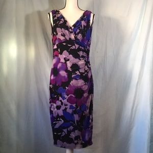 Ralph Lauren Floral Rusched Faux Wrap Dress